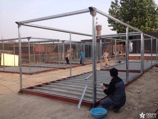 待喷油漆的住人集装箱钢骨框架图