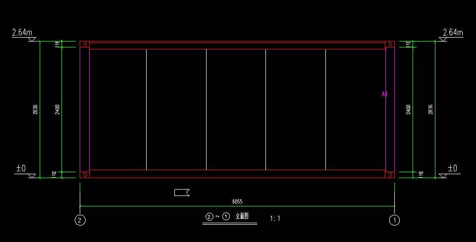 箱房6米立面CAD设计图