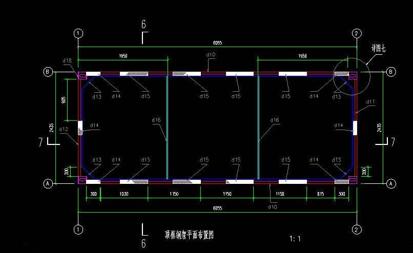 箱房顶框钢架平面布置设计图