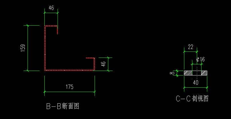 箱房角立柱断面剖视设计图