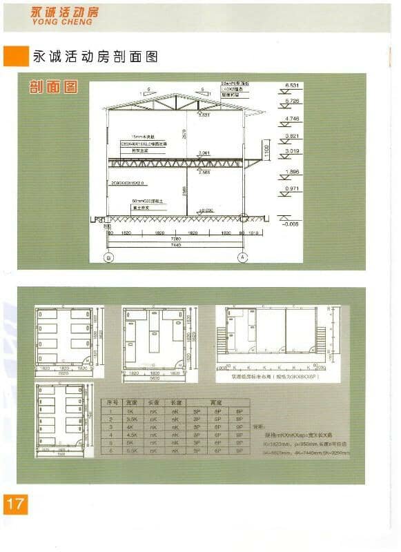 永诚活动房剖面图