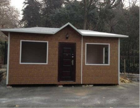 17.5平咖啡色轻钢雕花板活动房图片