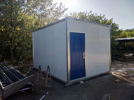 集装箱活动房门卫蓝色防盗门图