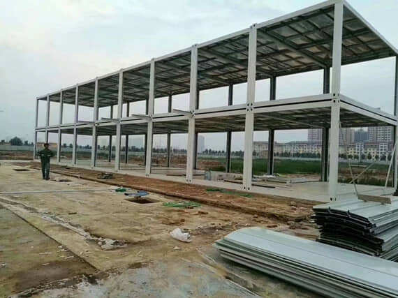 两层打包集装箱活动房框架图