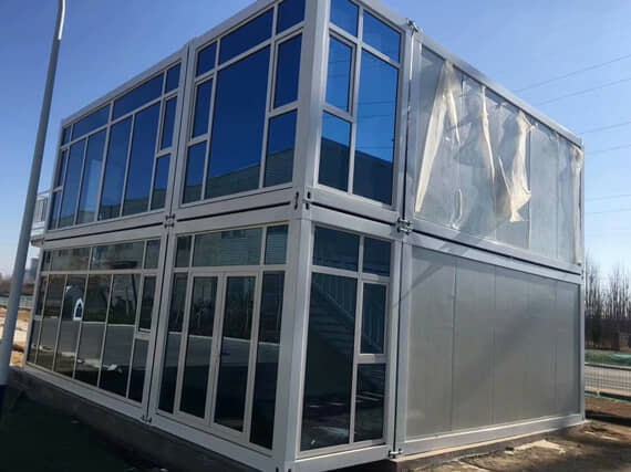 打包式集装箱活动房墙面与屋面为岩棉净化板图